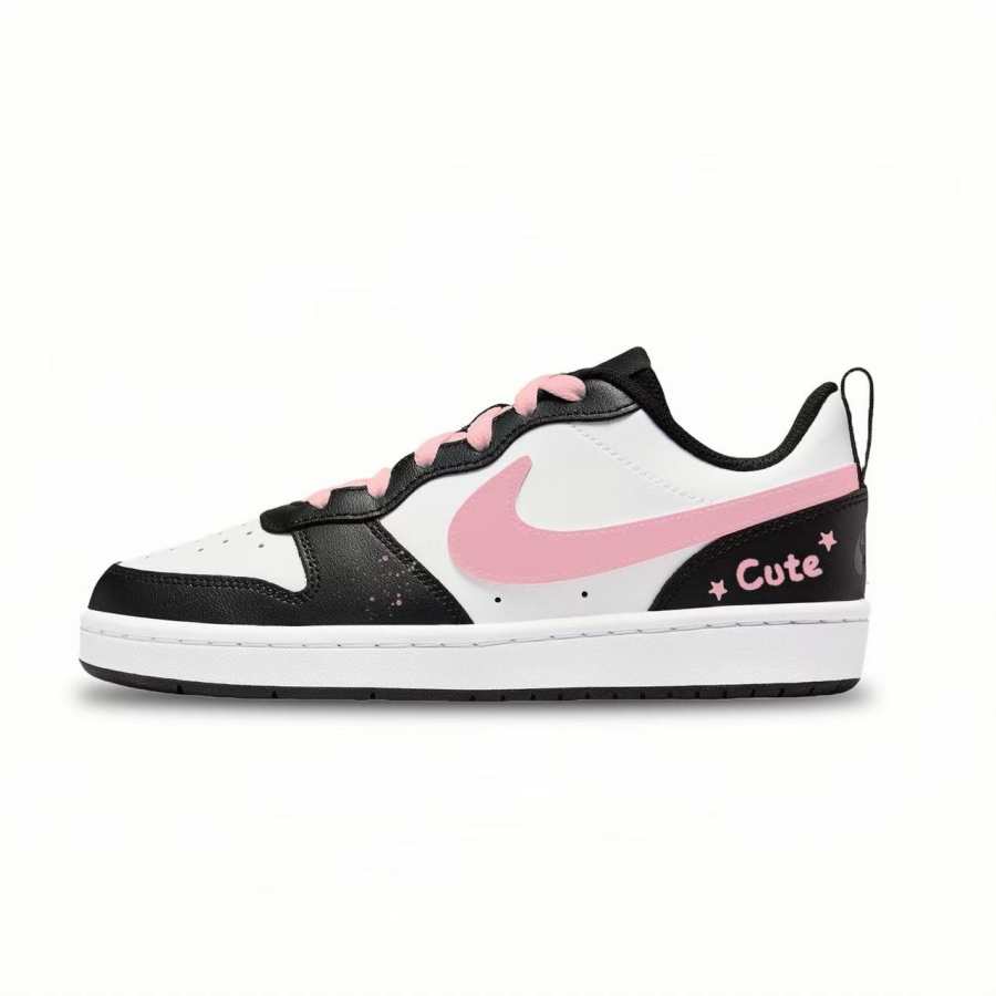 Nike Nike Court Borough Synthetic Leather Low top Kids' Skateboarding Shoes Black Pink Unisex