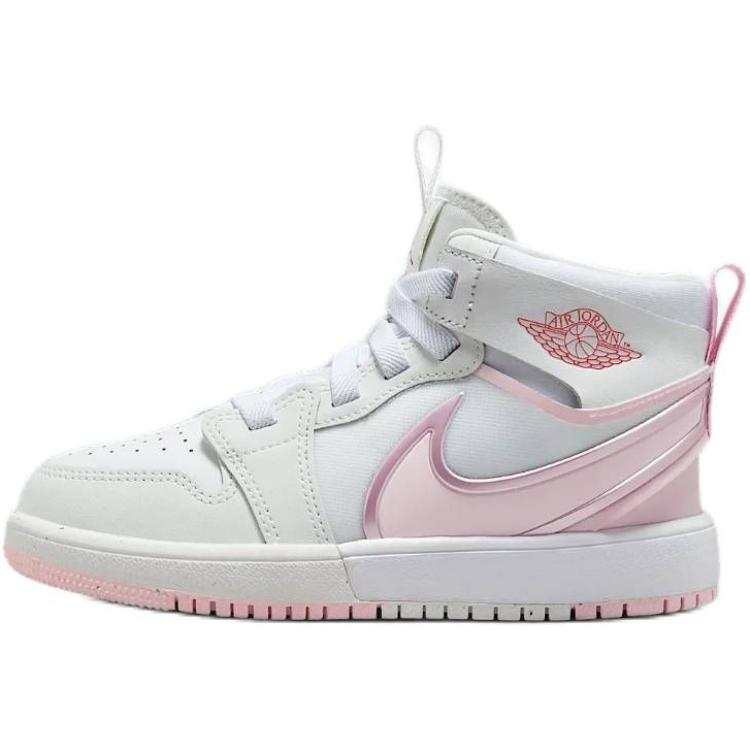Jordan Jordan Air Jordan 1 Slip Resistant Abrasion Resistant High top Children's Basketball Shoes White Pink