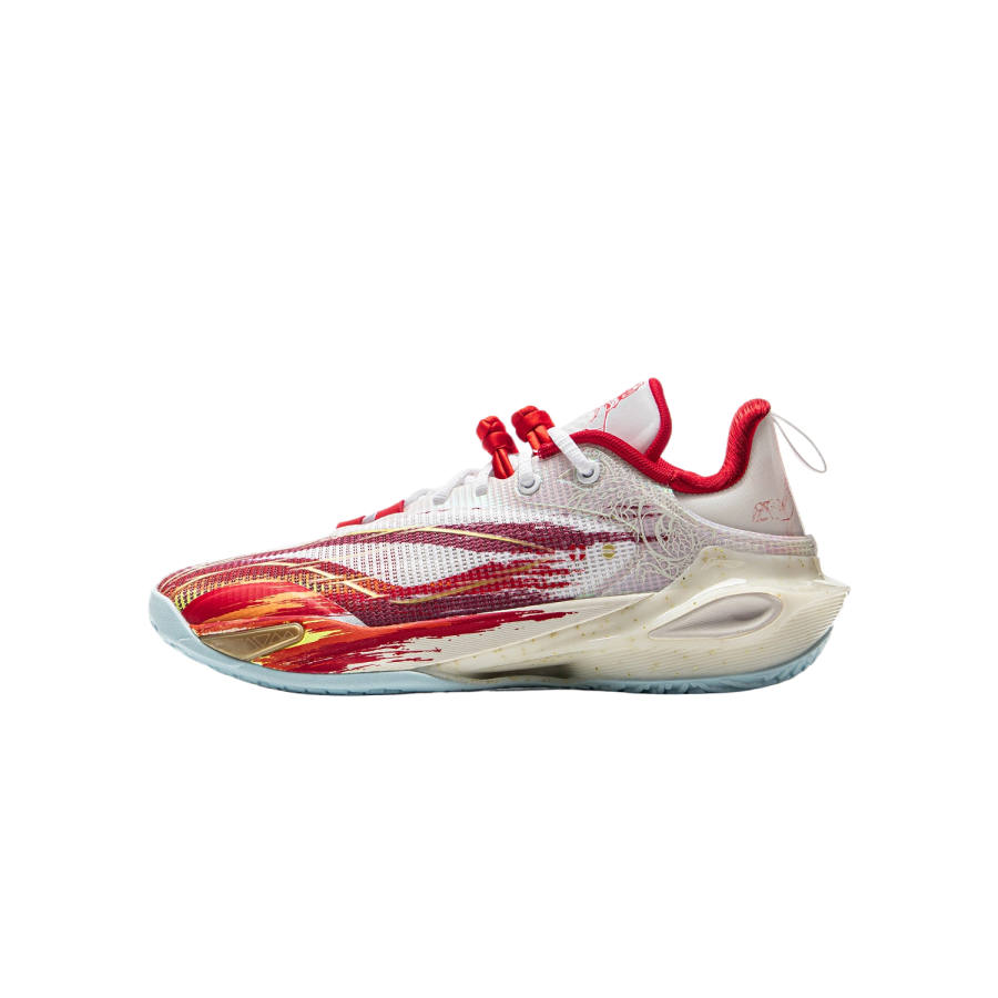 Li-Ning YOUNG Li Ning YOUNG x LPL Basketball Slip Resistant Low top Basketball Shoes Standard White/Honor Red Unisex