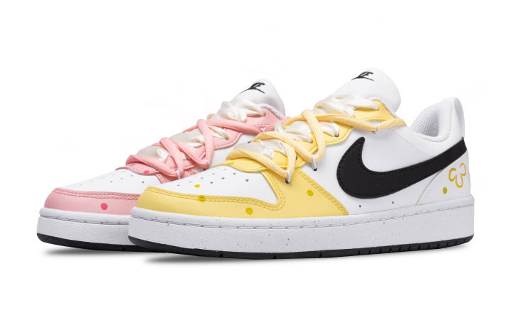 Nike Nike Court BoroughAIR FORCE 1 WILD Comfortable Low top Skateboard Shoes Yellow Pink Unisex