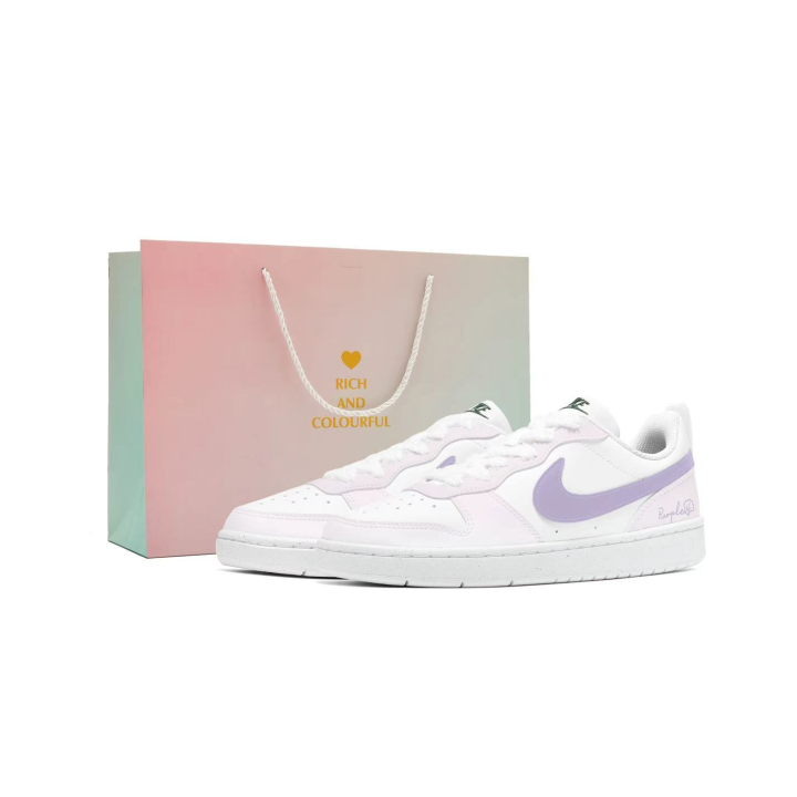 Nike Nike Court Borough Purple Misty White Island Abrasion Resistant Cushioning Breathable
