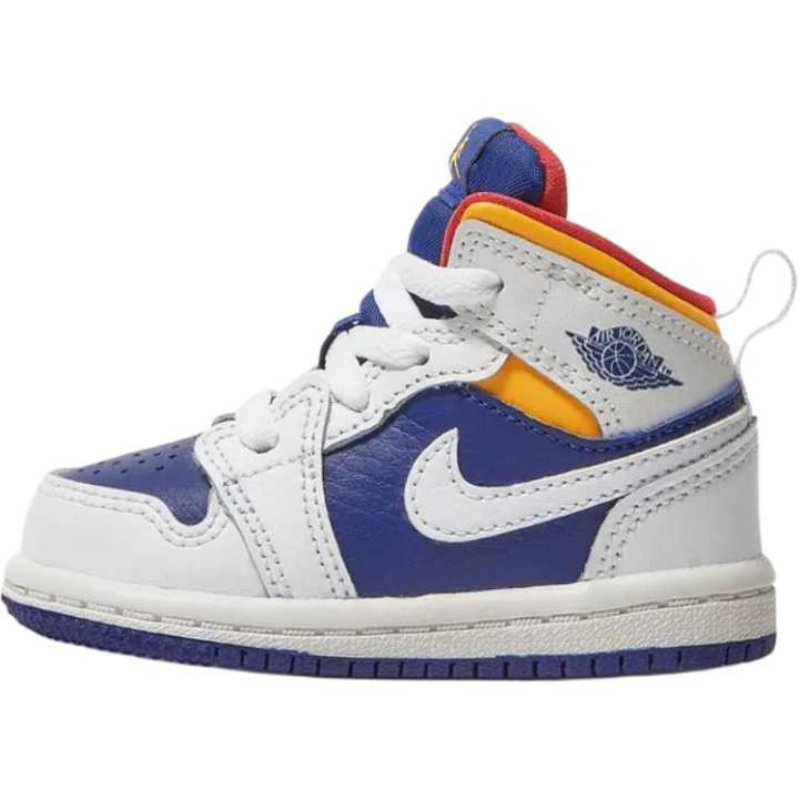 Jordan Jordan Air Jordan 1 Leather Mid top Toddler Shoes White Blue Infant And Toddler