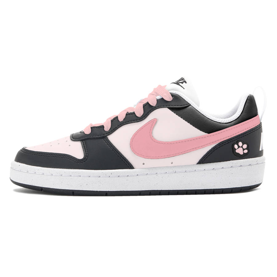 Nike Nike Court Borough LOW RECRAFT Slip Resistant Abrasion Resistant Low top Kids' Skateboarding Shoes Black Pink Teenagers