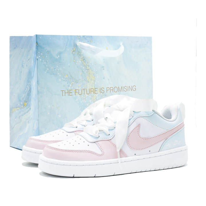 Nike Nike Court Borough Cherry Mist Maris Sal Leather Slip Resistant Cushioning Abrasion Resistant Low top