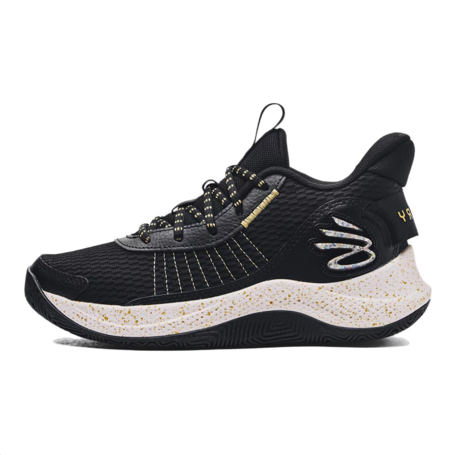 Under Armour Curry 3 Slip Resistant Abrasion Resistant Low top Children's Basketball Shoes Black White Unisex