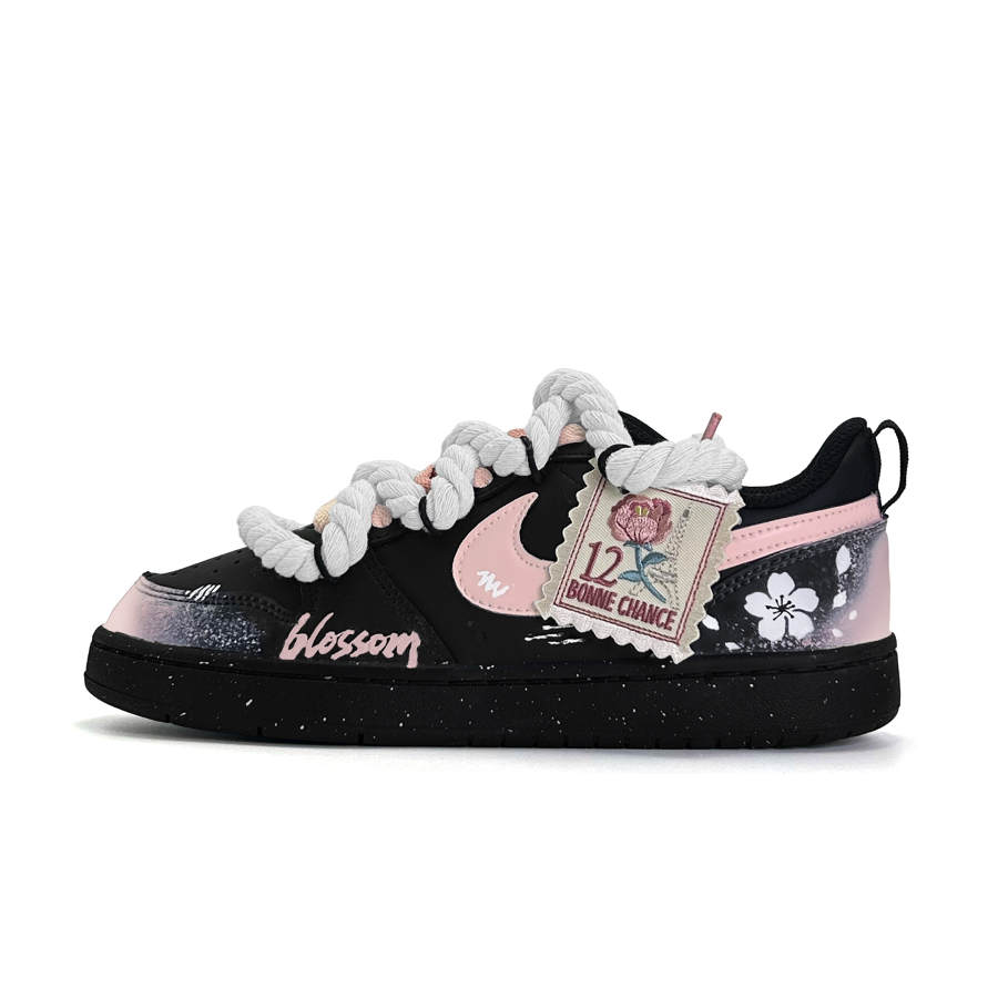 Nike Nike Court Borough Leather Slip Resistant Abrasion Resistant Low top Kids' Skateboarding Shoes Black Teenagers