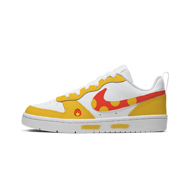 Nike Nike Court Borough Flame Leather Low top Kids' Skateboarding Shoes White Red Yellow Teenagers