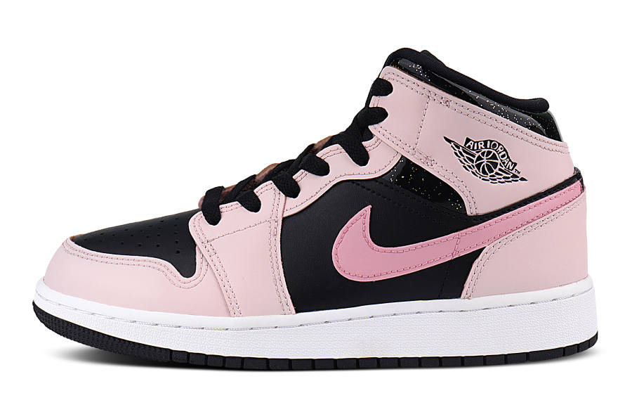 Jordan Jordan Air Jordan 1 Slip Resistant Abrasion Resistant Mid top Children's Basketball Shoes Pink Teenagers