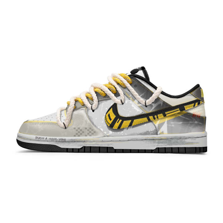 Nike Nike Dunk Phantom Leather Slip Resistant Abrasion Resistant Low top Kids' Skateboarding Shoes Black White Teenagers