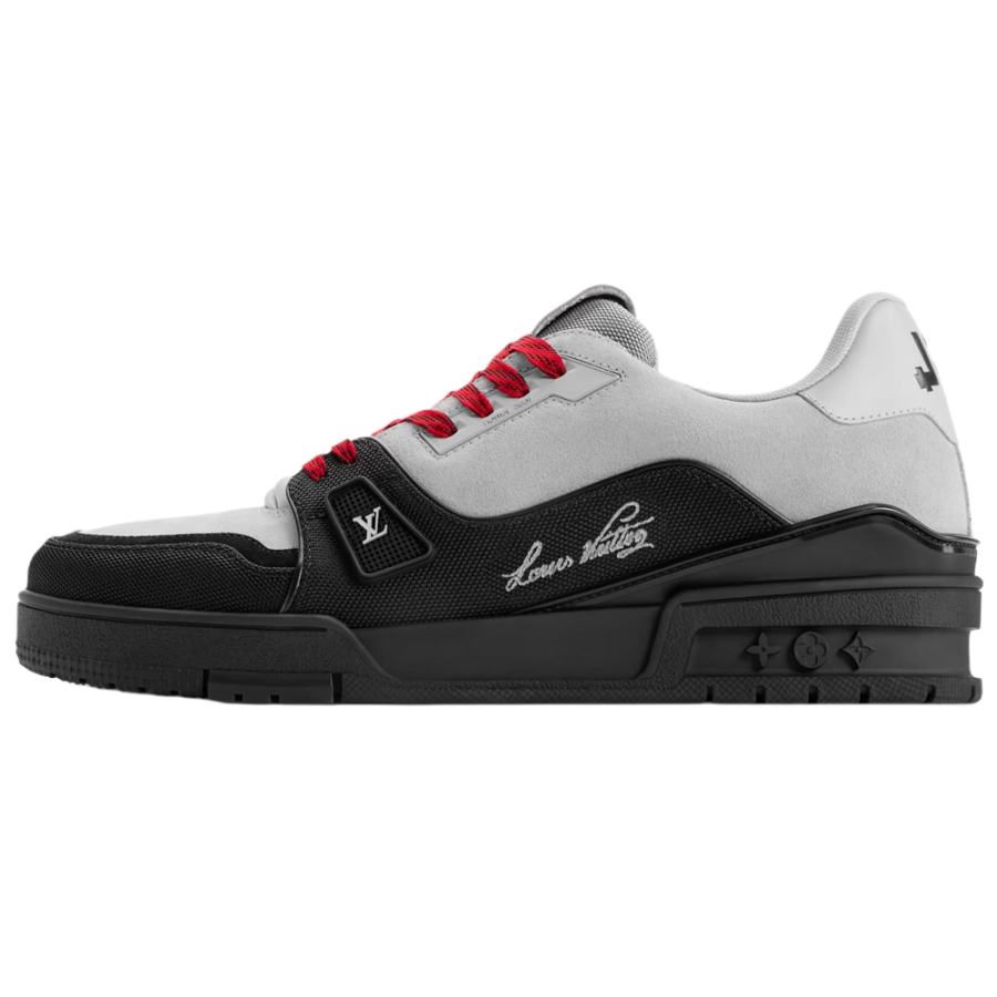 LOUIS VUITTON Trainer Nubuck Letter Pattern Low top Skateboard Shoes Men's Gray