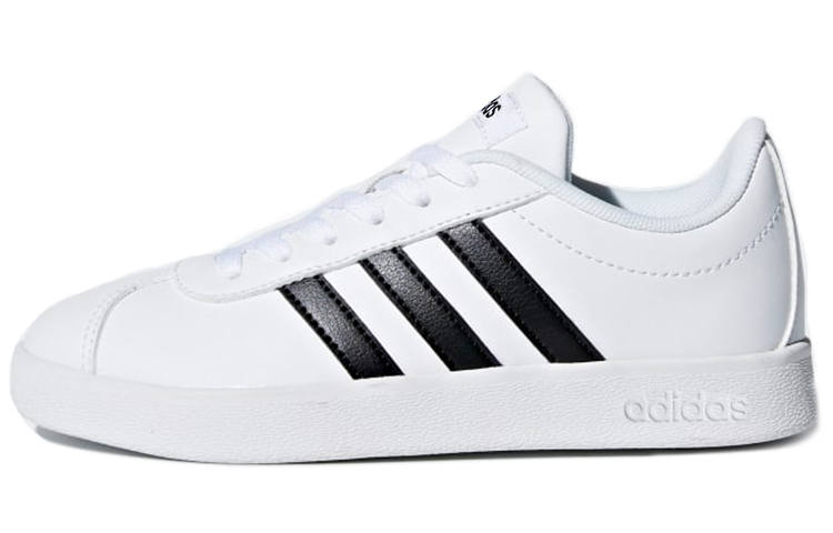 Adidas Adidas VL COURT 2.0 J Leather Abrasion Resistant Low top Skateboard Shoes White Black Kids'