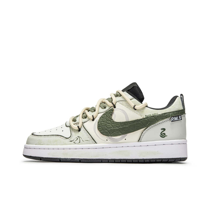 Nike Nike Court Borough P.M.S Green Snake Slip Resistant Abrasion Resistant Low top Kids' Skateboarding Shoes Green White