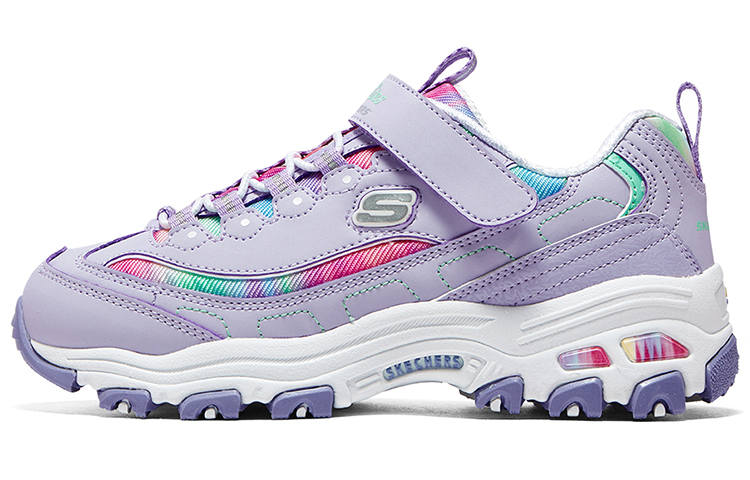 Skechers Girls Synthetic Leather, Textile Cushioning Abrasion Resistant Low top Kids Lifestyle Shoes Purple Kids'