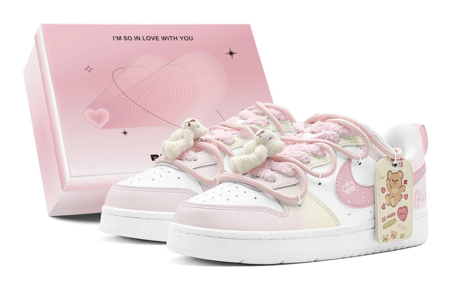 Nike Nike Court Borough Low 2 Leather Low top Kids' Skateboarding Shoes Pink Teenagers