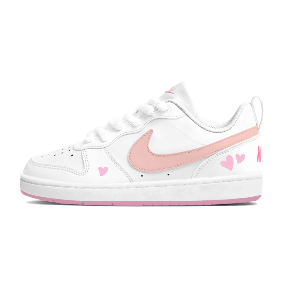 Nike Nike Court Borough Pink Twilight Frosting Leather Low top Kids' Skateboarding Shoes Orange Pink Teenagers