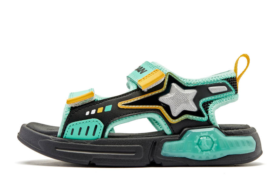 QIAODAN Comfortable And Breathable Slip Resistant Cushioning Children's Sandals Black Green Children Aged 3 7 Years Old