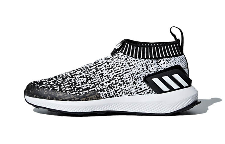 Adidas Adidas Rapidarun Mesh Comfortable Slip Resistant Low top Kids' Running Shoes Black White Children Aged 3 7 Years Old