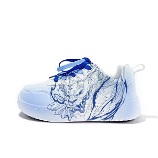 ZUOLENGCHAN Breathable Low top Skateboard Shoes White Blue Unisex