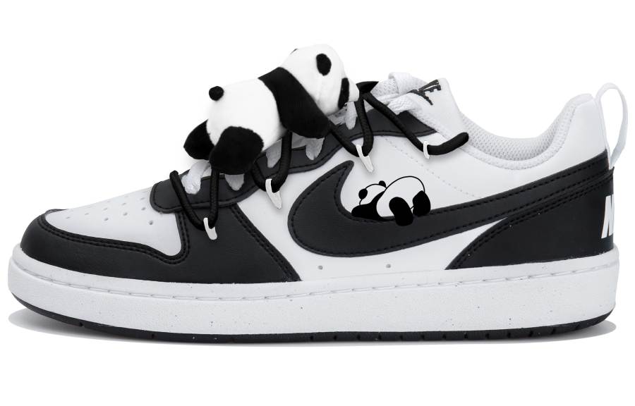 Nike Nike Court Borough Synthetic Leather Low top Kids' Skateboarding Shoes White Black Teenagers