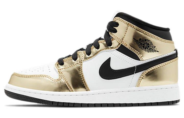 Jordan Jordan 1 Mid Metallic Gold Black White GS