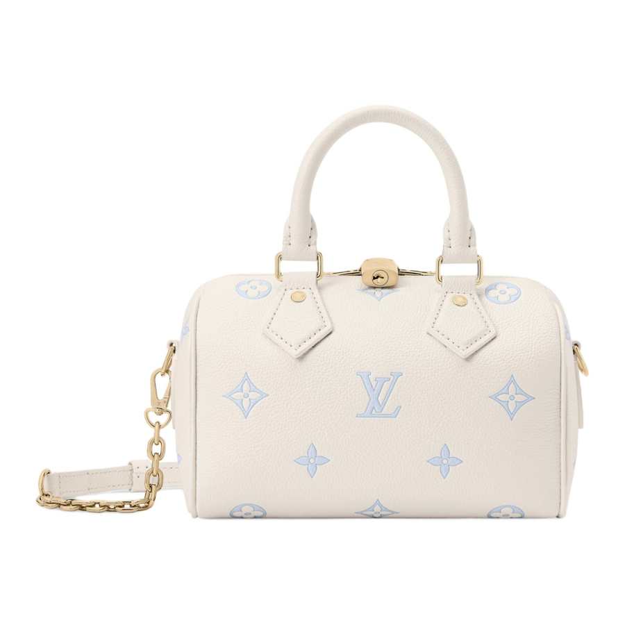 LOUIS VUITTON Speedy Cow Leather Shoulder Bag, Crossbody Bag, Handbag Women's White & Blue
