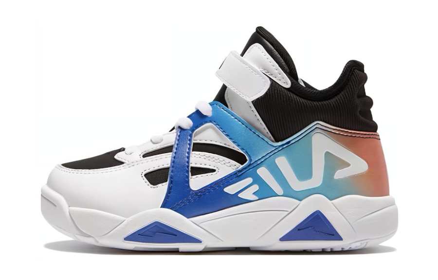 FILA KIDS Slip Resistant Abrasion Resistant Low top Children's Basketball Shoes Blue White Children Aged 3 7 Years Old
