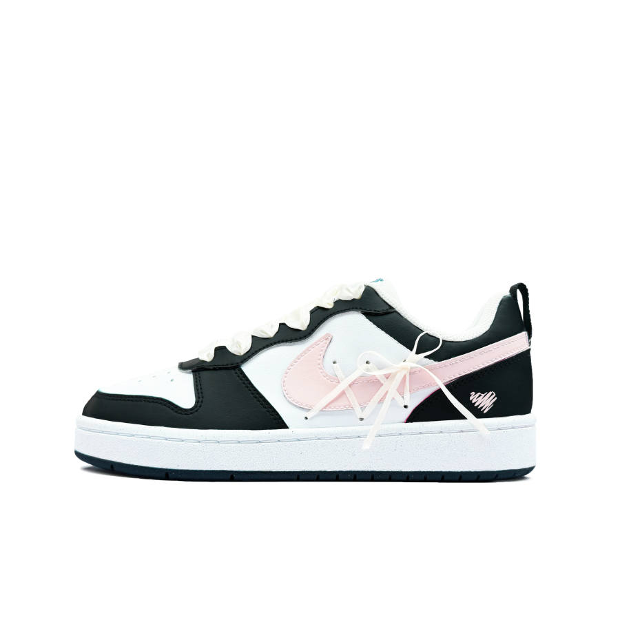 Nike Nike Court Borough Monet Garden Synthetic Leather Low top Kids' Skateboarding Shoes Black Pink Kids'