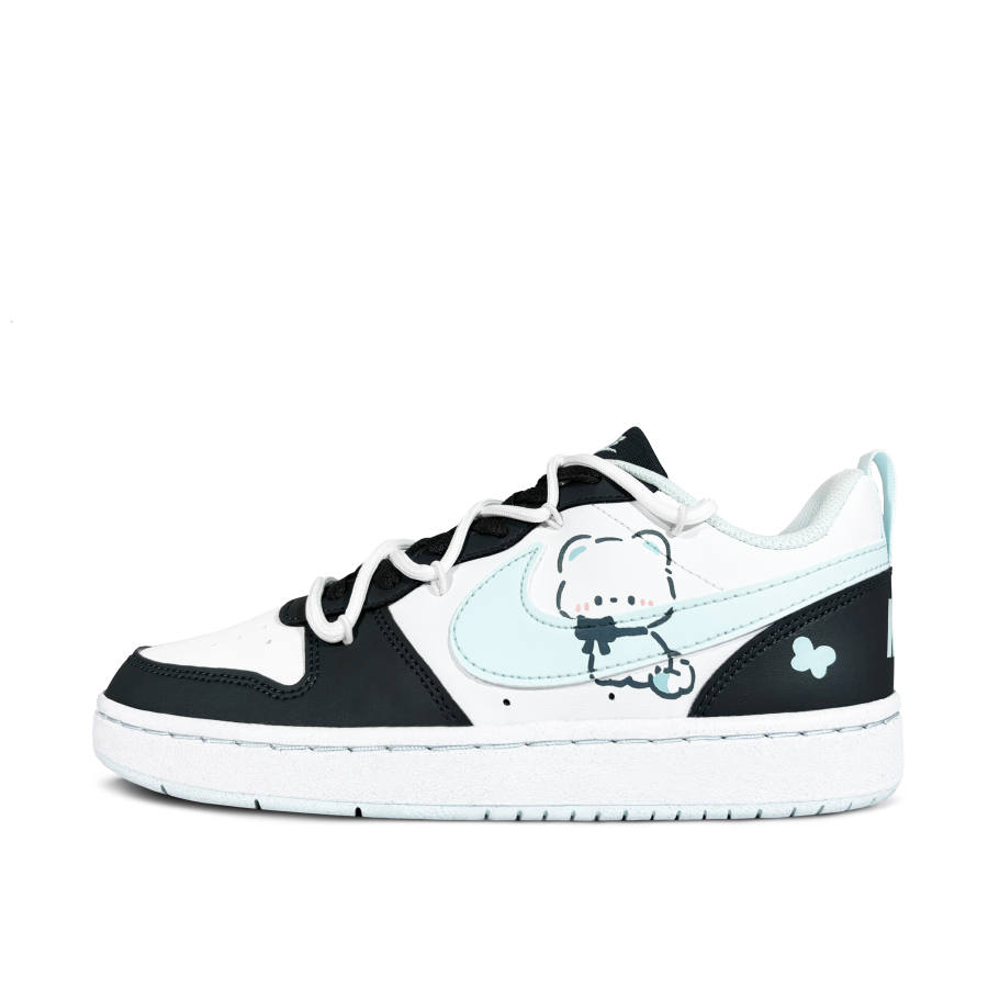 Nike Nike Court Borough Butterfly Kitten Low top Kids' Skateboarding Shoes Black Cyan Teenagers