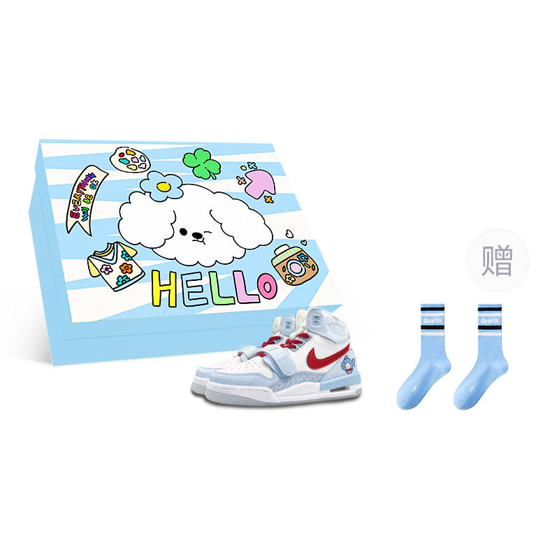 Jordan Jordan Legacy 312 Synthetic Leather Mid top Children's Basketball Shoes Carolina Blue Teenagers