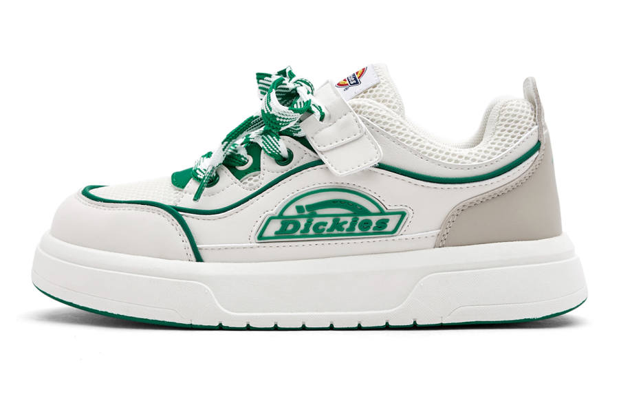 Dickies Synthetic Leather, Textile Low top Kids Lifestyle Shoes White Green Teenagers