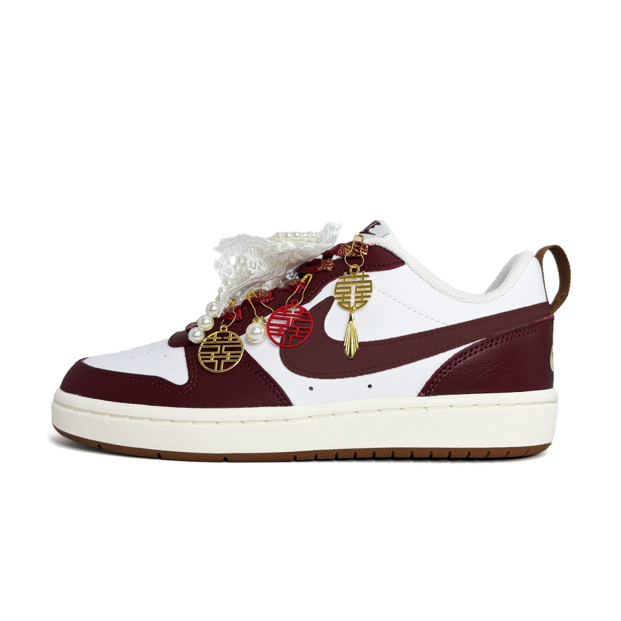 Nike Nike Court Borough 2 Fulfillment Slip Resistant Abrasion Resistant Low top Skateboard Shoes Burgundy Teenagers