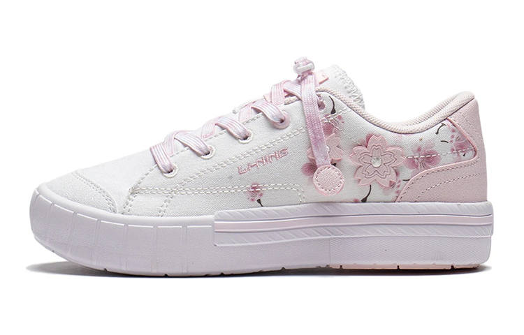 Li-Ning YOUNG Li Ning YOUNG Synthetic Leather, Textile Comfortable Low top Casual Shoes White Pink Unisex
