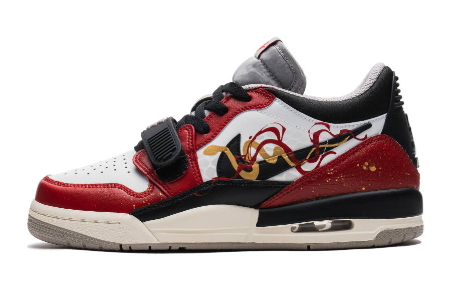 Jordan Jordan Legacy 312 Low Leather Cushioning Low top Children's Basketball Shoes Black Red Teenagers