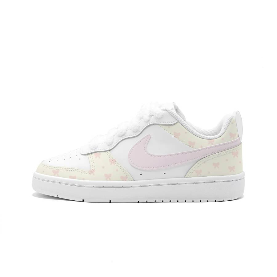 Nike Nike Court Borough Sweet Pink Bowknot, Manufactured By Bug II Leather Cushioning Abrasion Resistant Slip Resistant