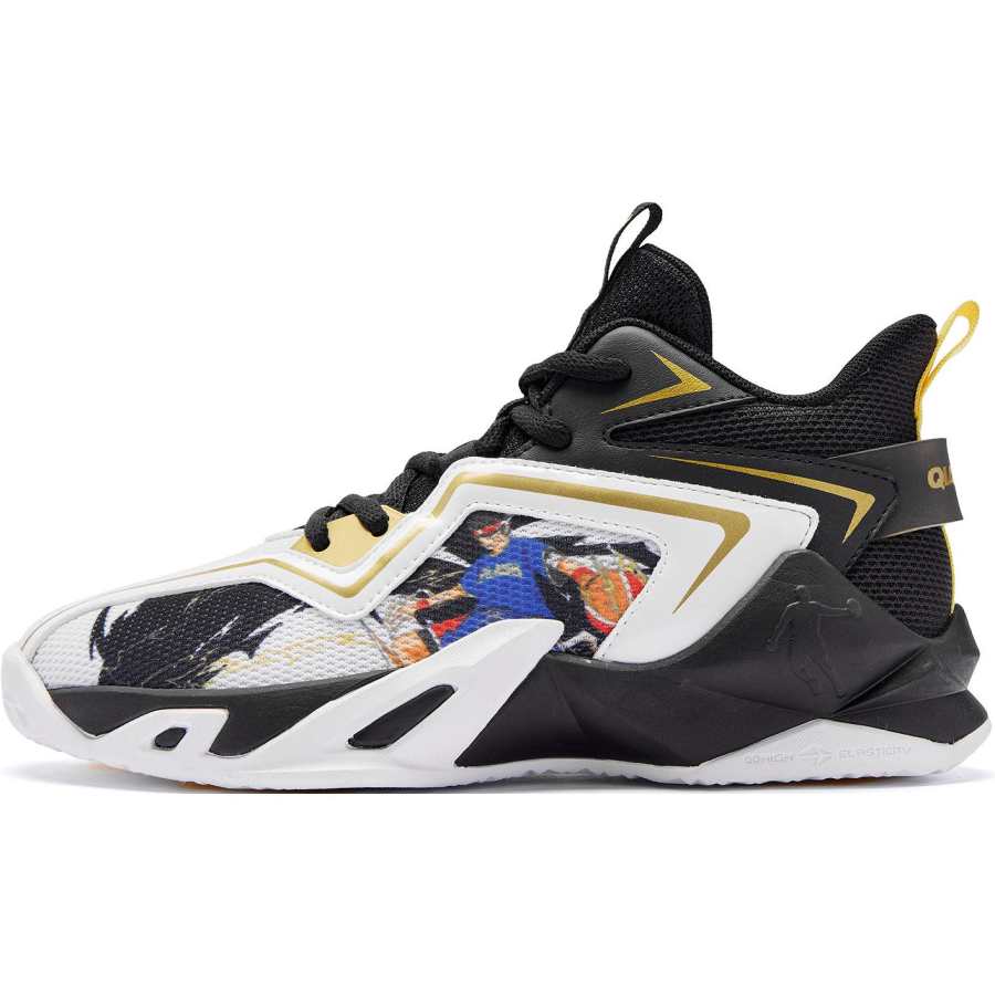 QIAODAN Mid top Basketball Shoes Black/Jordan White Unisex