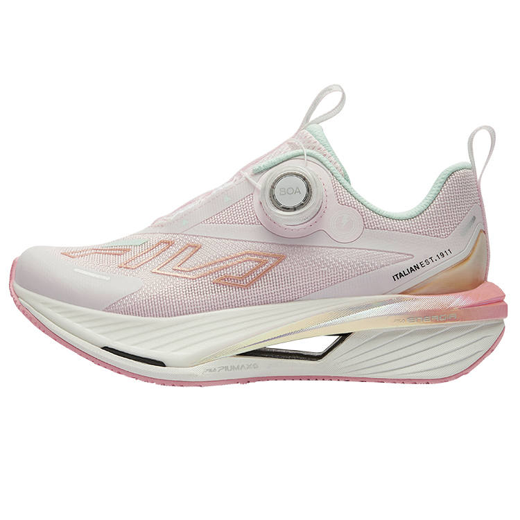 FILA KIDS Fabric Breathable Lightweight Cushioning Low top Kids' Running Shoes White/Misty Soft Pink Kids'