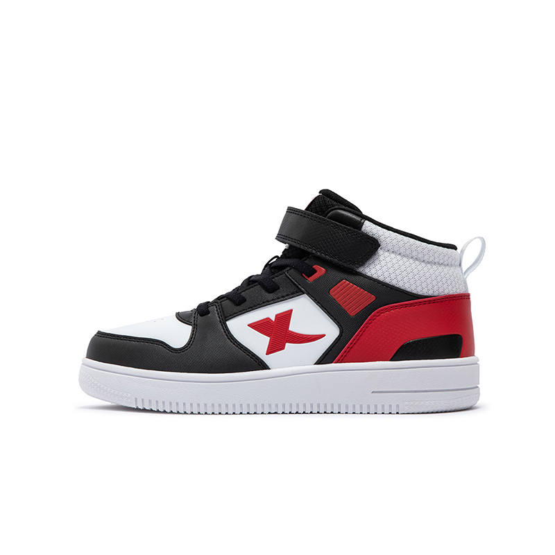 XTEP Slip Resistant Abrasion Resistant Slip Resistant Abrasion Resistant High top Kids' Skateboarding Shoes White Red