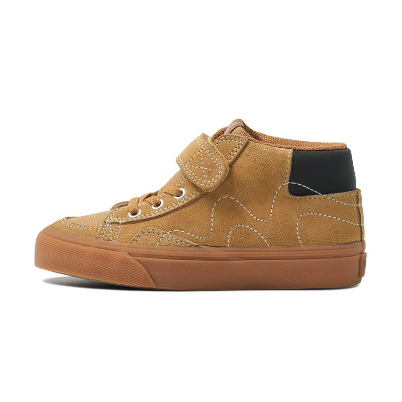GOLUCK Cow Suede Cushioning Abrasion Resistant Rebound Mid top Skateboard Shoes Khaki Kids'