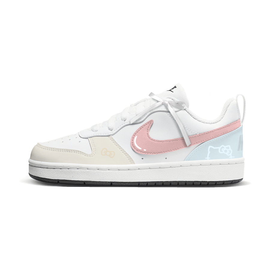 Nike Nike Court Borough Soft Color Synthetic Leather Abrasion Resistant Low top Kids' Skateboarding Shoes Yellow Blue Pink