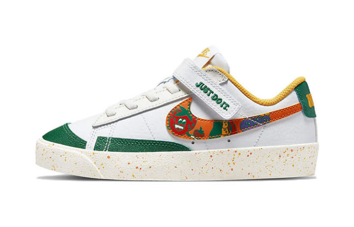Nike Nike Blazer 77 Leather Casual Low top Skateboard Shoes White Green Children Aged 3 7 Years Old