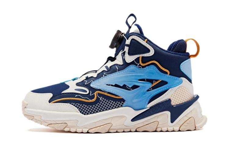 QIAODAN Comfortable Round Toe High top Casual Shoes Blue Teenagers
