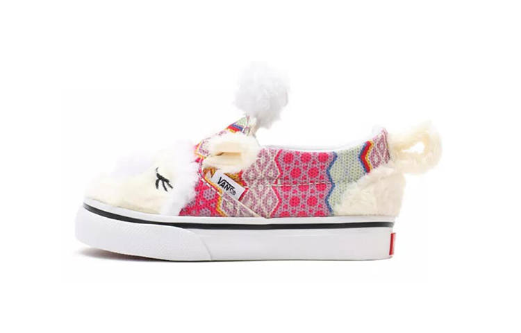 Vans Slip on Cute Style Low top Toddler Shoes White Red Infant And Toddler