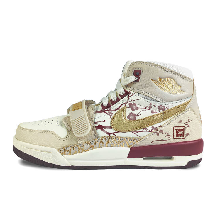 Jordan Jordan Legacy 312 Slip Resistant Abrasion Resistant High top Children's Basketball Shoes Ecru Teenagers