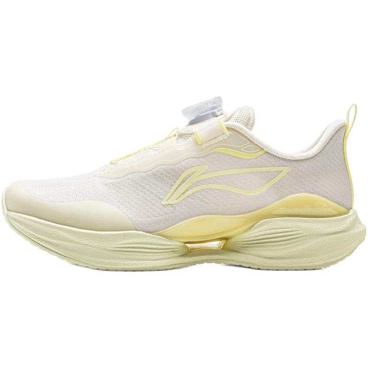 Li-Ning YOUNG Li Ning YOUNG Running Slip Resistant Abrasion Resistant Low top Kids' Running Shoes Mother Of Pearl White