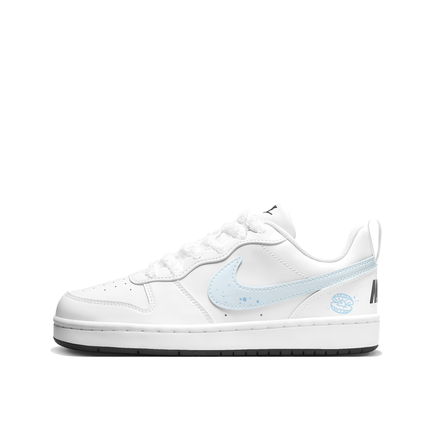 Nike Nike Court Borough Shell Pearl Synthetic Leather Abrasion Resistant Low top Kids' Skateboarding Shoes Blue White