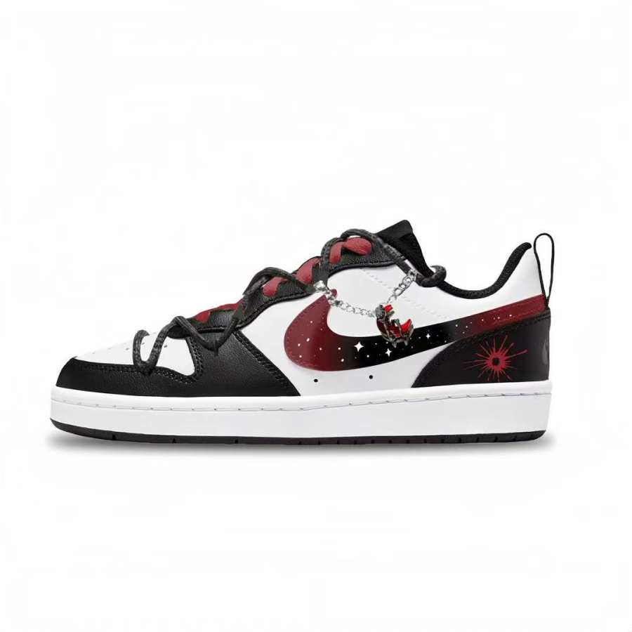 Nike Nike Court Borough Gothic Leather Abrasion Resistant Abrasion Resistant Low top Kids' Skateboarding Shoes Red Black