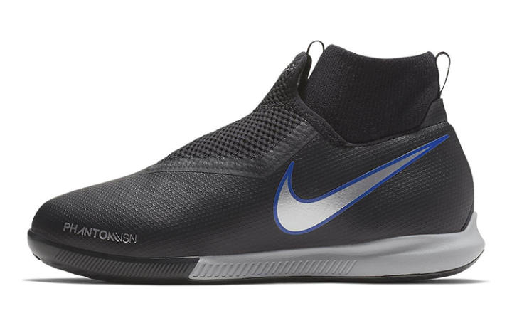 Nike Nike JR PHANTOM VSN ACADEMY DF IC Slip Resistant Cushioning Abrasion Resistant Mid top Kids' Soccer Shoes Black Blue