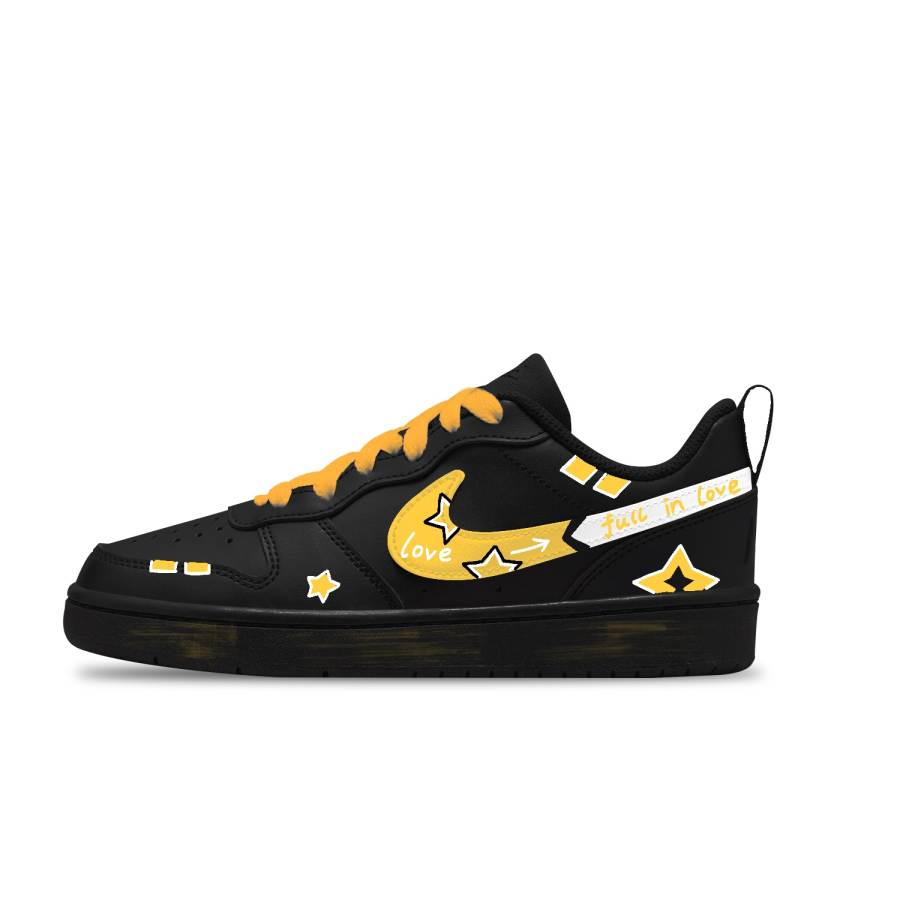 Nike Nike Court Borough Comic Yellow Leather Fashion Trend Slip Resistant Abrasion Resistant