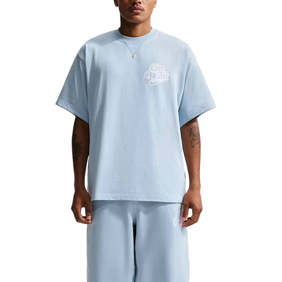 Nike Nike Solo Swoosh T Shirts Men's Light Armory Blue Crew Neck Moderate