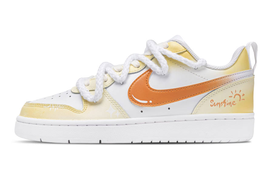 Nike Nike Court Borough Orange Light Journey Leather Slip Resistant Abrasion Resistant Low top Kids' Skateboarding Shoes